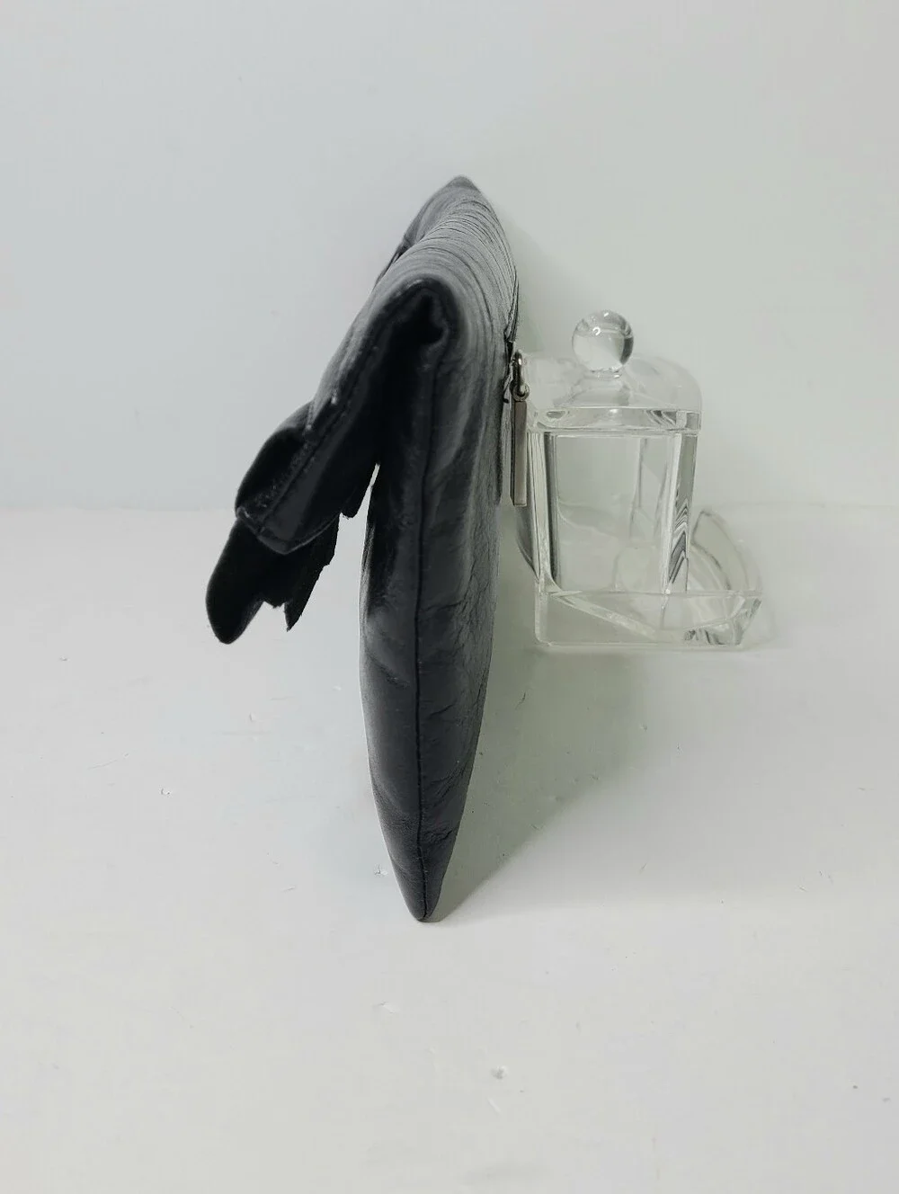 HOBO International Black Genuine Leather Ruffle Clutch Bag